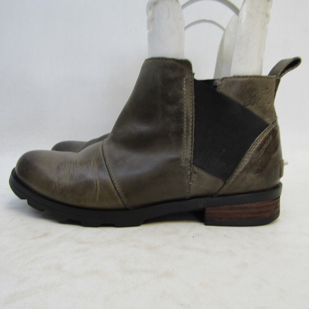 Sorel Womens Size 7.5 Brown Leather Chelsea Waterproof Ankle Fashion Boots